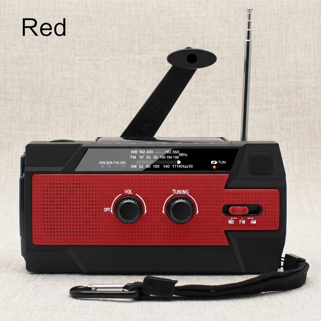 Emergency 4000mAh Solar Hand Crank AM FM NOAA Weather Radio with 1W Flashlight Phone Charger SOS Alarm червоний
Emergency 4000mAh Solar Hand Crank AM FM NOAA Weather Radio with 1W Flashlight Phone Charger SOS Alarm червоний