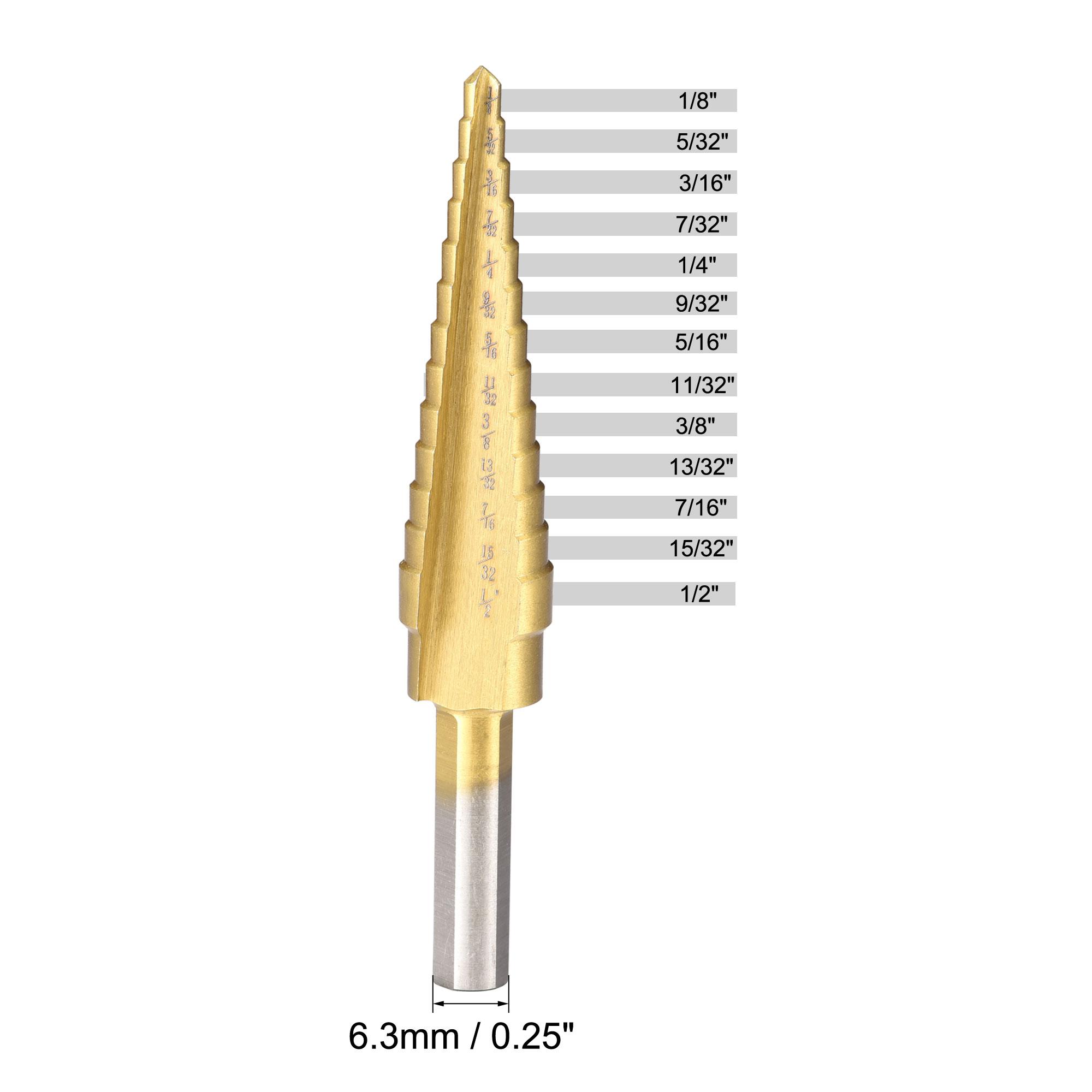 1/2pcs 1/8 to 1/2 3/16 to 1/2 1/4 to 3/4 Step Drill Bit HSS4241 Straight Flutes Triangular Shank for Metal Wood Plastic 1pcs
1/2pcs 1/8 to 1/2 3/16 to 1/2 1/4 to 3/4 Step Drill Bit HSS4241 Straight Flutes Triangular Shank for Metal Wood Plastic 1pcs