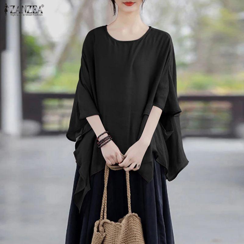 ZANZEA Женская повседневная блузка с круглым вырезом, летняя, с рукавом до локтя, с неровным подолом XL чёрный
ZANZEA Женская повседневная блузка с круглым вырезом, летняя, с рукавом до локтя, с неровным подолом XL чёрный