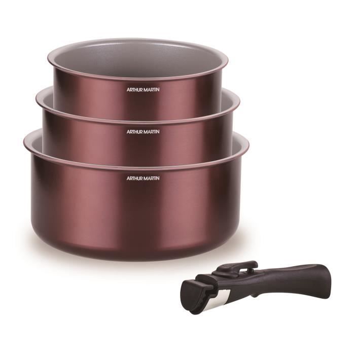 Set de 3 casseroles - ARTHUR MARTIN - AM1088 - Tout feux dont induction - 16/18/20 cm + 1 poignée amovible - Aluminium
Set de 3 casseroles - ARTHUR MARTIN - AM1088 - Tout feux dont induction - 16/18/20 cm + 1 poignée amovible - Aluminium