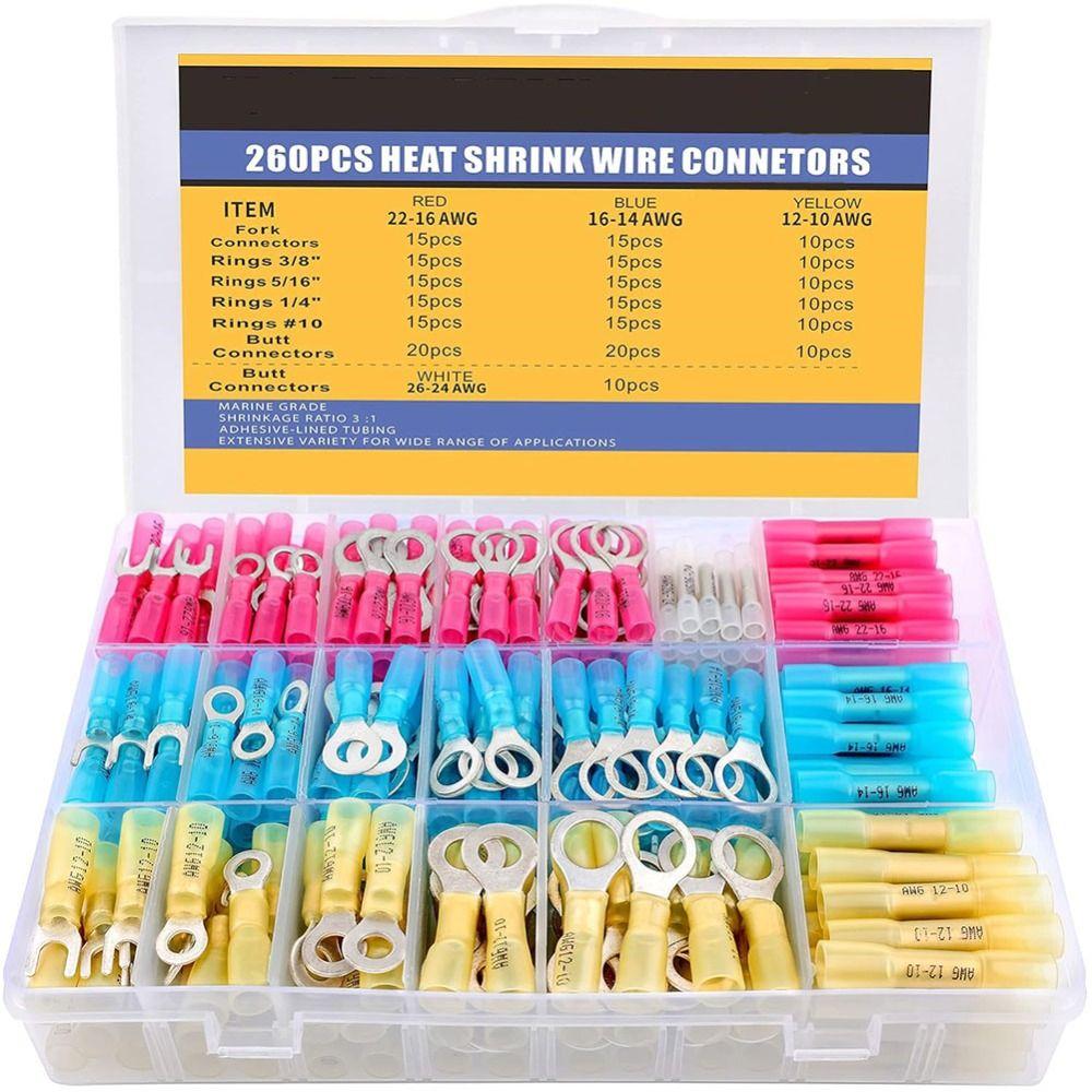 260PCS Waterproof Butt Connectors Insulated Wire Connectors Kit Electrical Connectors Marine
260PCS Waterproof Butt Connectors Insulated Wire Connectors Kit Electrical Connectors Marine