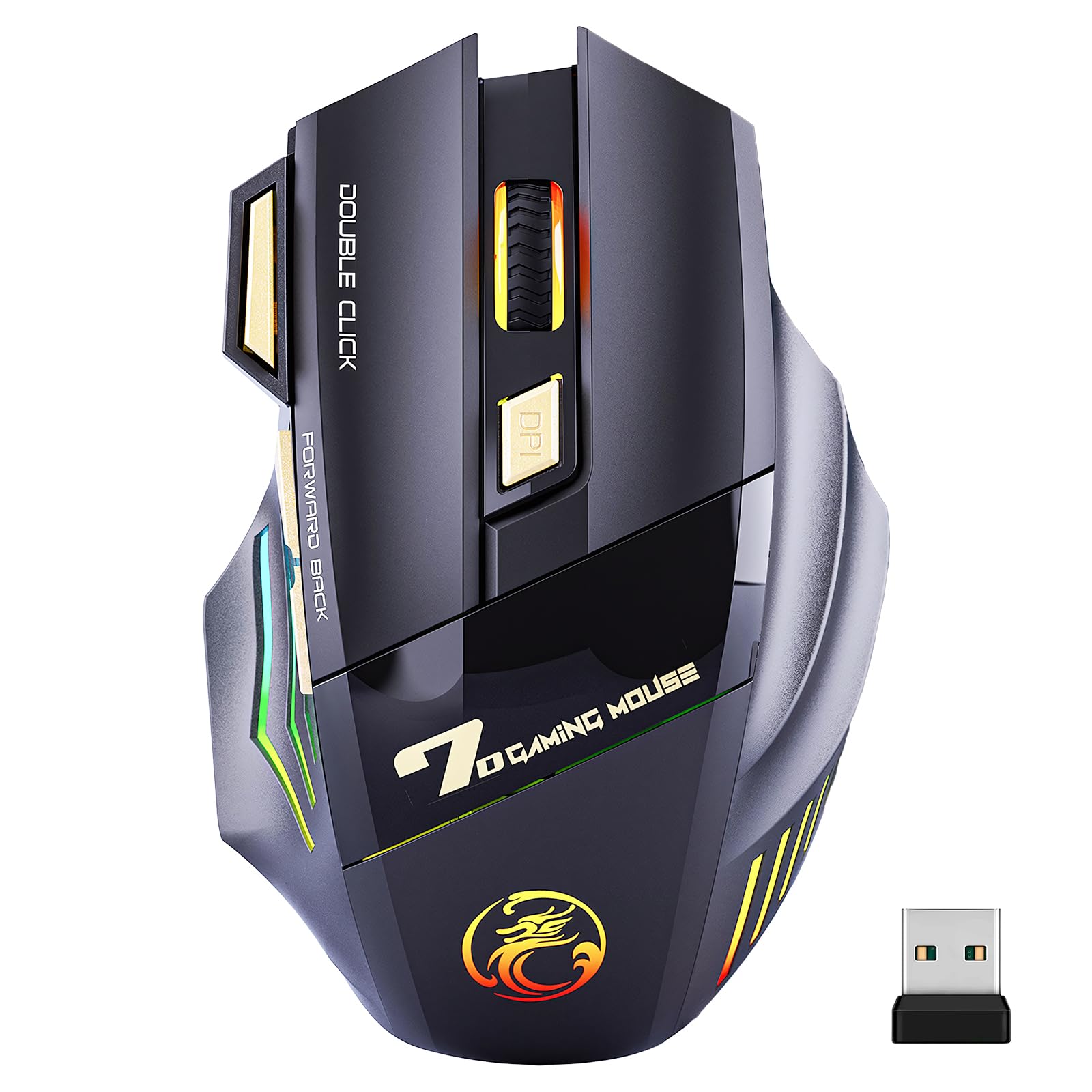 Wireless, Rechargeable, Ergonomic, Quiet Mouse with 2.4G USB Receiver, Mechanical Style, for Laptops, Compact, Lightweight, 4-Level DPI Adjustment,
Wireless, Rechargeable, Ergonomic, Quiet Mouse with 2.4G USB Receiver, Mechanical Style, for Laptops, Compact, Lightweight, 4-Level DPI Adjustment,