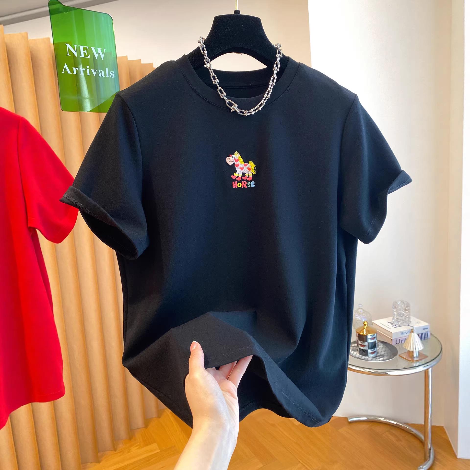Korean Exquisite Horse Embroidery Women s Loose Black T-shirt - Short Sleeve 2026 2XL (160-180 jin) чорний
Korean Exquisite Horse Embroidery Women s Loose Black T-shirt - Short Sleeve 2026 2XL (160-180 jin) чорний