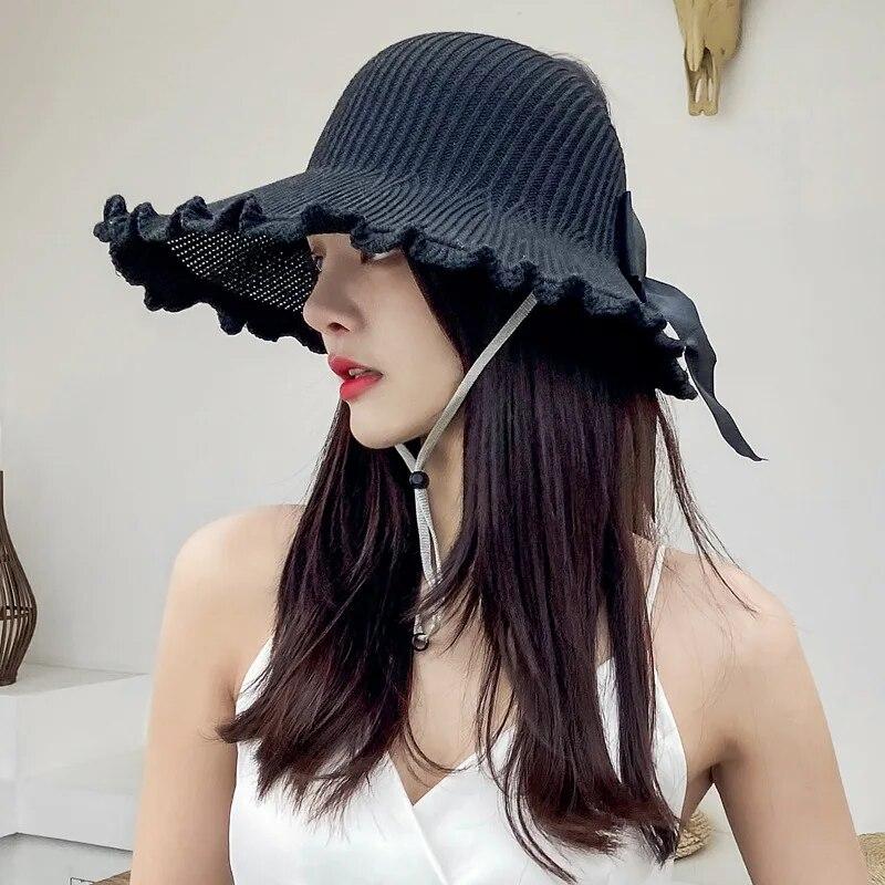 Новий літній трикотажний капелюшок для жінок з великими бантами та рюшами з оборками Кепка на відкритому повітрі Пляжні тури Солодкі панамські кепки чорний
Новий літній трикотажний капелюшок для жінок з великими бантами та рюшами з оборками Кепка на відкритому повітрі Пляжні тури Солодкі панамські кепки чорний