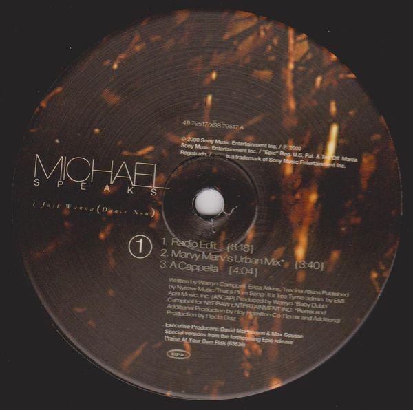 12inch Record MICHAEL SPEAKS - I Just Wanna (Dance Now) 4979517 Epic 2000 US Dance & Electronica Used
12inch Record MICHAEL SPEAKS - I Just Wanna (Dance Now) 4979517 Epic 2000 US Dance & Electronica Used