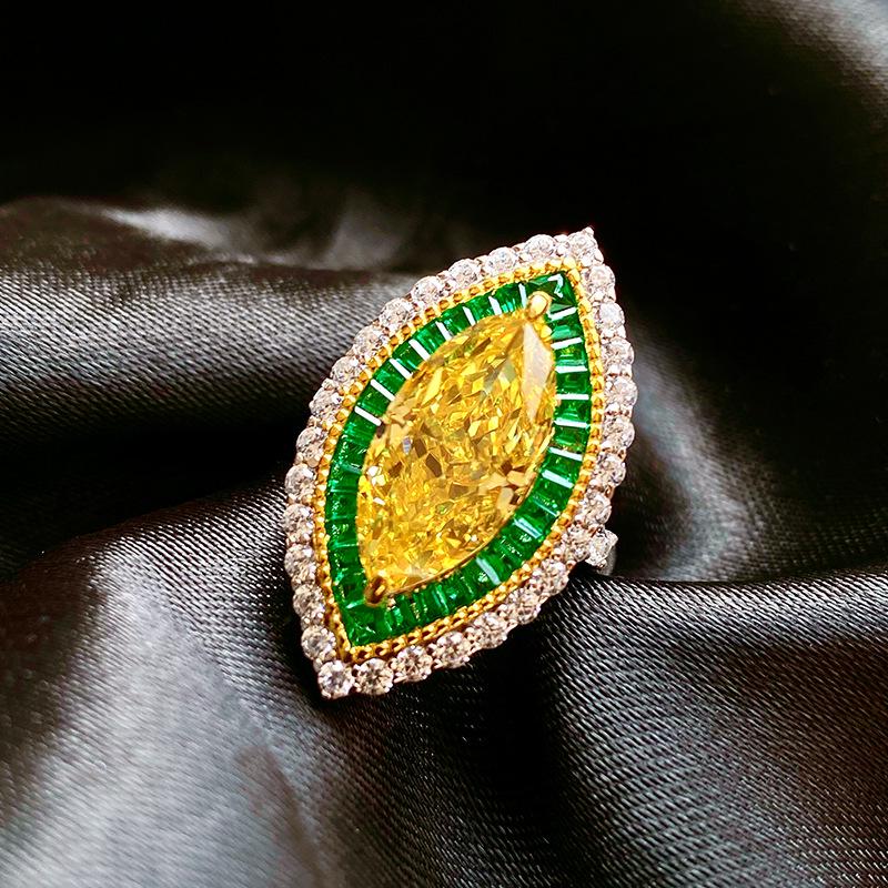 Luxury S925 Sterling Silver Marquise-Cut Ring Set with High Carbon Yellow Diamond Size 6
Luxury S925 Sterling Silver Marquise-Cut Ring Set with High Carbon Yellow Diamond Size 6