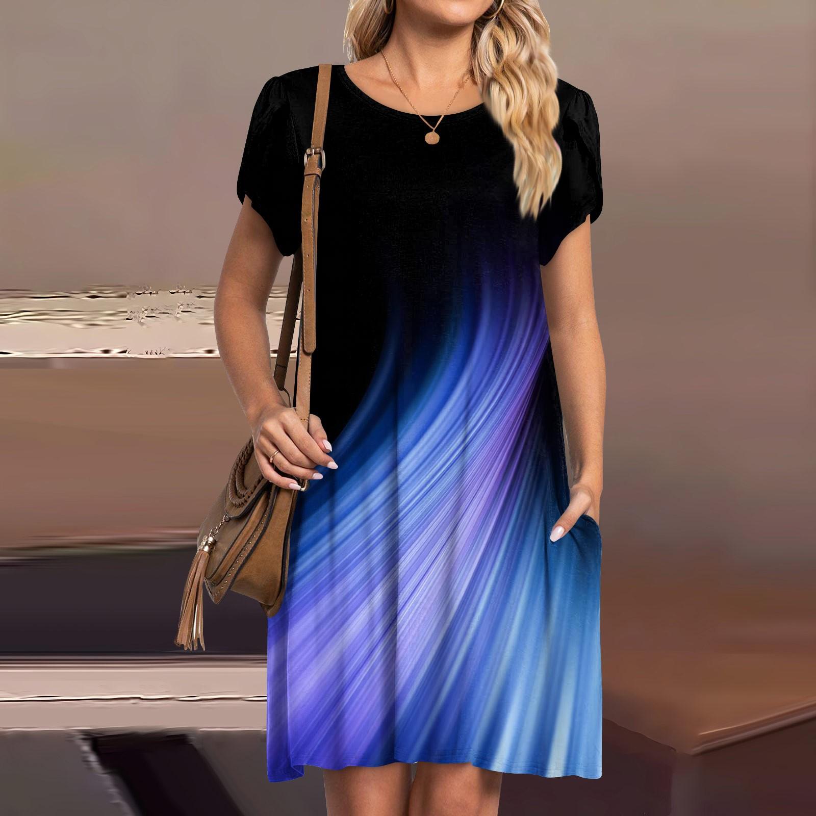Женские летние платья с короткими рукавами, повседневное свободное платье с круглым вырезом, удобный пляжный сарафан с карманами XXL фиолетовый
Женские летние платья с короткими рукавами, повседневное свободное платье с круглым вырезом, удобный пляжный сарафан с карманами XXL фиолетовый