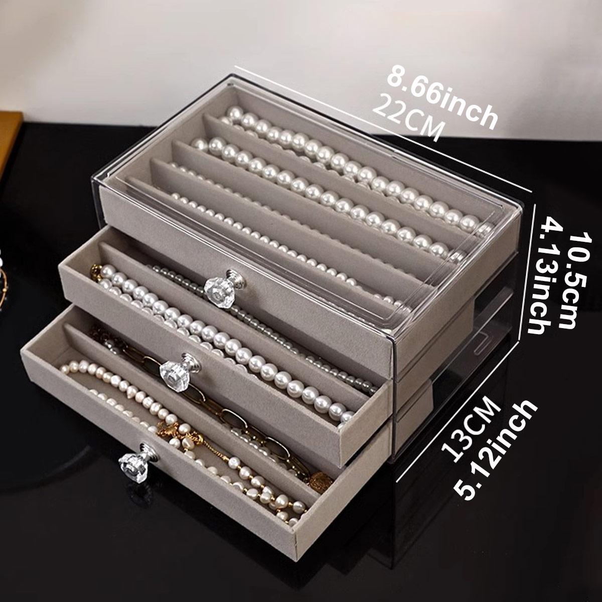 1pc,Necklace storage box with transparent lid, 3-layer jewelry tray drawer, jewelry display box, desktop jewelry box
1pc,Necklace storage box with transparent lid, 3-layer jewelry tray drawer, jewelry display box, desktop jewelry box