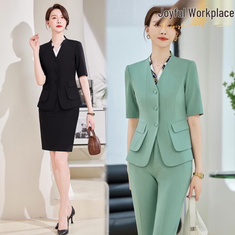 Women s Black Short Sleeve Professional Suit Set for Summer - Elegant Front Desk and Salon Workwear L
Women s Black Short Sleeve Professional Suit Set for Summer - Elegant Front Desk and Salon Workwear L