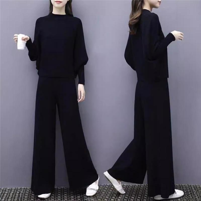 Women 2Pcs Knit Set Batwing Sleeve Sweater + Wide Leg Pants Casual Black Outfit XXXL чорний
Women 2Pcs Knit Set Batwing Sleeve Sweater + Wide Leg Pants Casual Black Outfit XXXL чорний