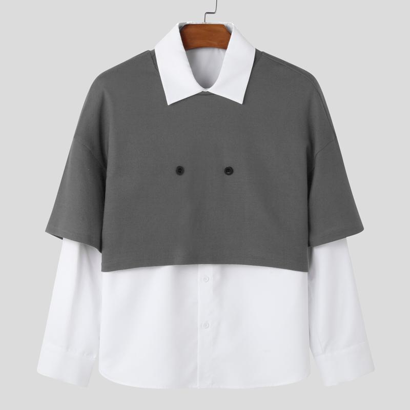 INCERUN Мужские рубашки кэжуал свободного кроя с лацканами, пэчворком, длинными рукавами и имитацией двух предметов 5XL серый
INCERUN Мужские рубашки кэжуал свободного кроя с лацканами, пэчворком, длинными рукавами и имитацией двух предметов 5XL серый