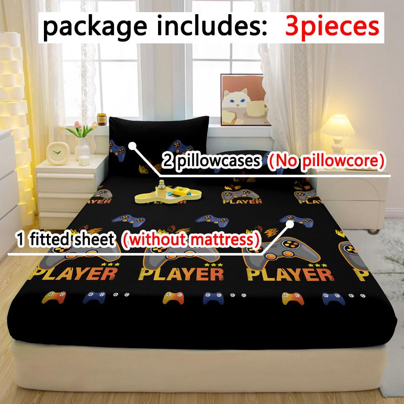 3-Piece Cartoon Fun Game Pattern Matte Three Piece Fitted Sheet Set, Bedroom Printed Bed Cover Set, Bedding 90x200cm
3-Piece Cartoon Fun Game Pattern Matte Three Piece Fitted Sheet Set, Bedroom Printed Bed Cover Set, Bedding 90x200cm