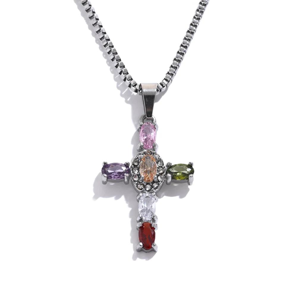 Yhpup Delicate Colorful Bling Cubic Zirconia Cross Pendant Stainless Steel Luxury Necklace High-Grade Fashion Shiny Jewelry Gift
Yhpup Delicate Colorful Bling Cubic Zirconia Cross Pendant Stainless Steel Luxury Necklace High-Grade Fashion Shiny Jewelry Gift