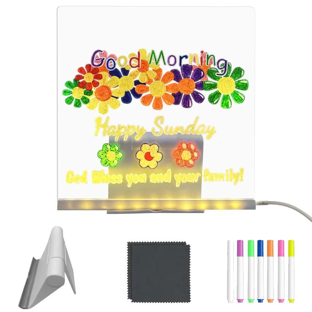 USB Power LED Note Board with Night Light Colorful 7 Pens Children s Drawing Board DIY Project 15*15cm with 4 pen
USB Power LED Note Board with Night Light Colorful 7 Pens Children s Drawing Board DIY Project 15*15cm with 4 pen