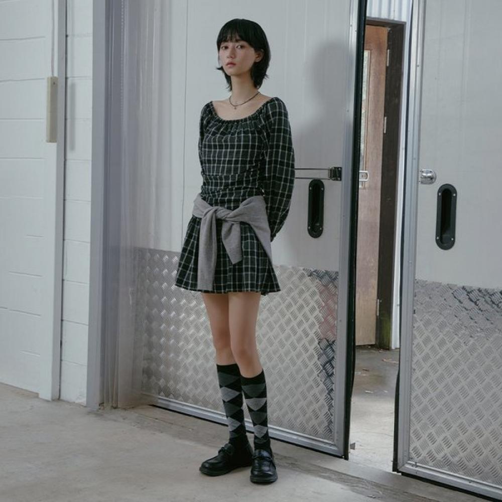 Lap Square Neck Check Mini Dress As1wo264 BK (black)/FF
Lap Square Neck Check Mini Dress As1wo264 BK (black)/FF