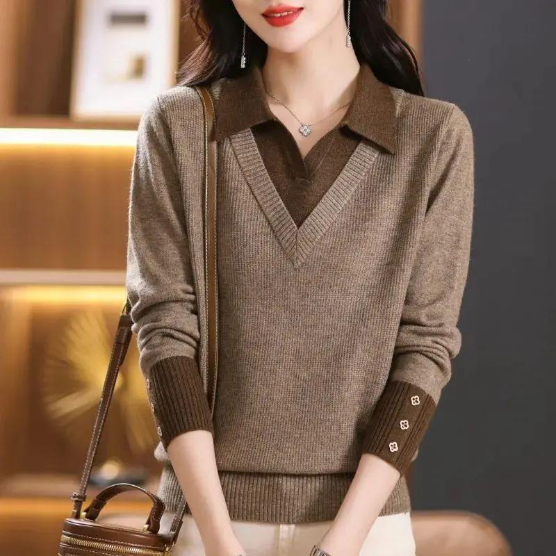 Women s Spring and Autumn Collared Loose Fit Plus Size Sweater Elegant and Beautiful Patchwork Knitted Undershirt XXS кавовий
Women s Spring and Autumn Collared Loose Fit Plus Size Sweater Elegant and Beautiful Patchwork Knitted Undershirt XXS кавовий