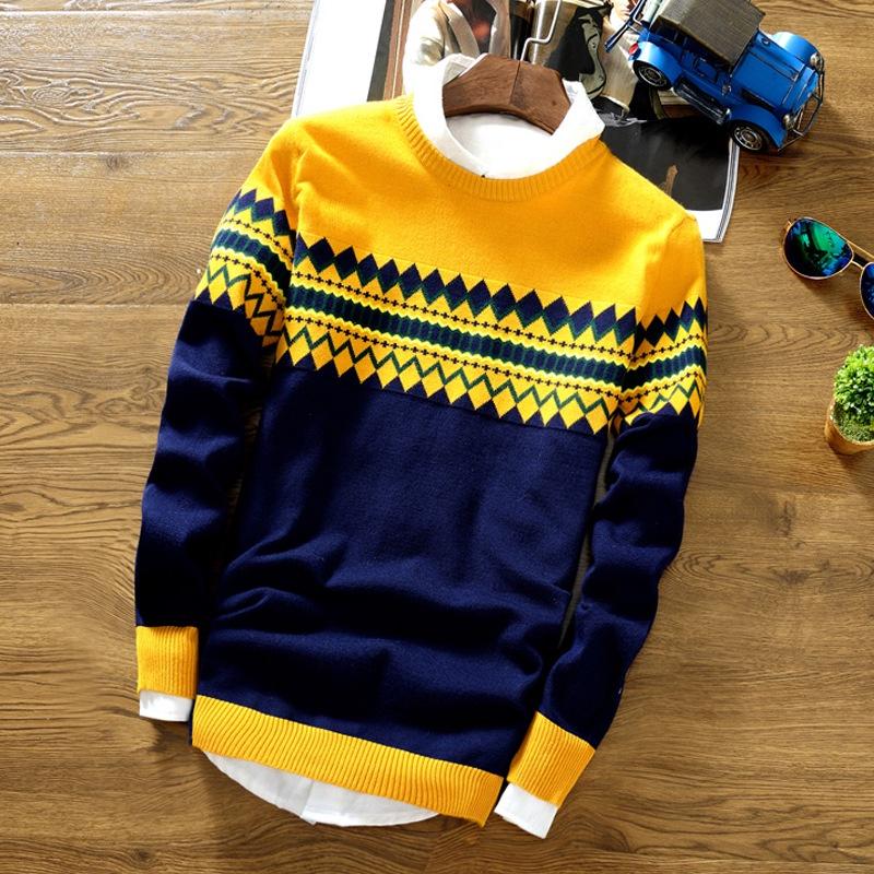 Men Knit Slim Color Block Sweater Crew Neck Jumper Top Winter Pullover Knitwear Yellow,M
Men Knit Slim Color Block Sweater Crew Neck Jumper Top Winter Pullover Knitwear Yellow,M