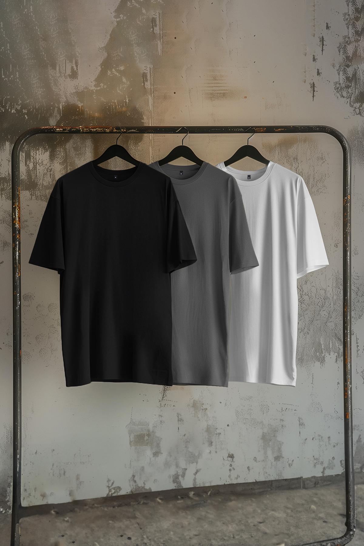Men s Fashion New T-Shirt Black-Anthracite-Ecru Oversize 3 Pack Basic 100% Cotton T-Shirt M
Men s Fashion New T-Shirt Black-Anthracite-Ecru Oversize 3 Pack Basic 100% Cotton T-Shirt M