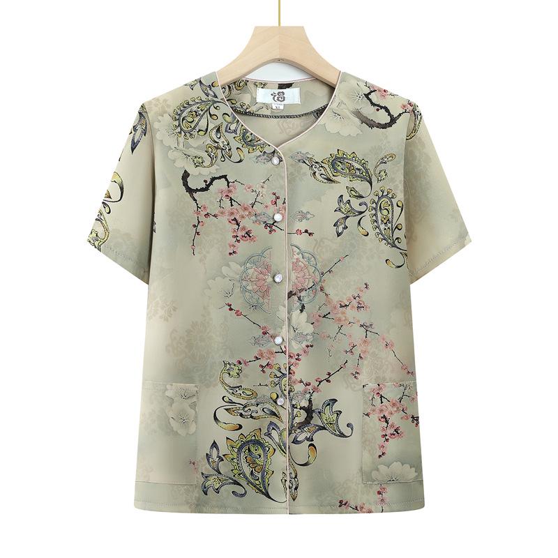 Stylish Summer Short-Sleeve Shirt for Elderly Women (80+) 5XL (recommended for 140-155 jin)
Stylish Summer Short-Sleeve Shirt for Elderly Women (80+) 5XL (recommended for 140-155 jin)