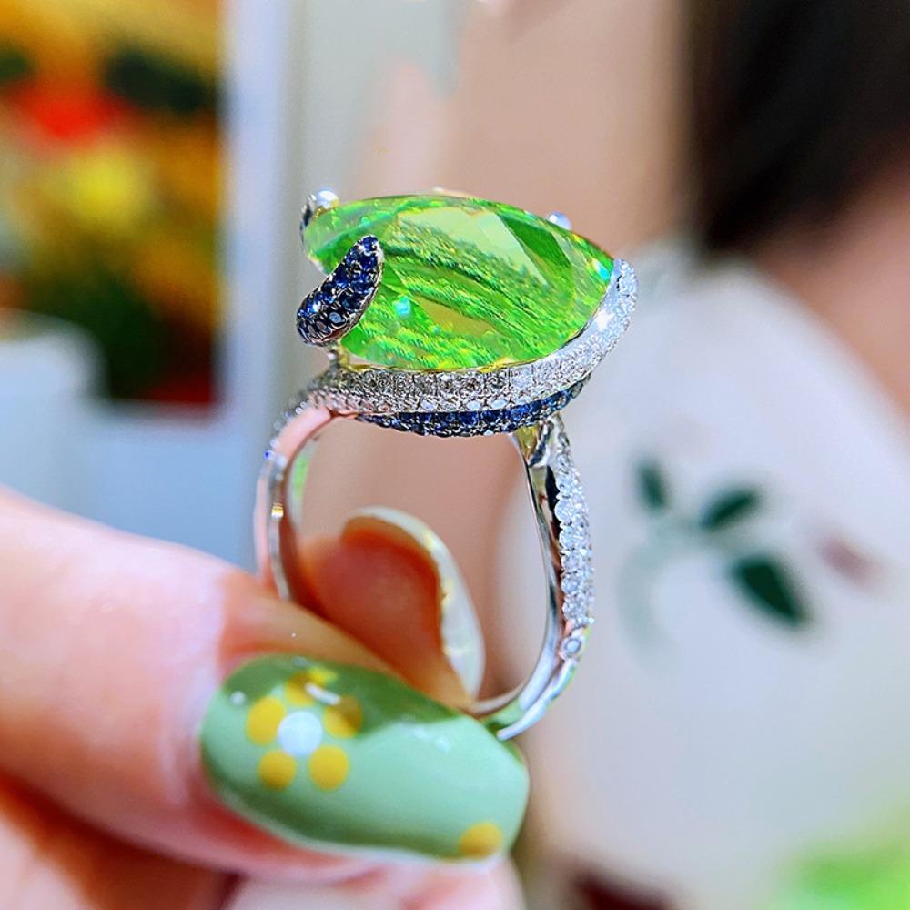 Green Tourmaline Open Ring for Women Big Carat Diamond Engagement Jewelry Love Promise Colored Gemstone Gift
Green Tourmaline Open Ring for Women Big Carat Diamond Engagement Jewelry Love Promise Colored Gemstone Gift