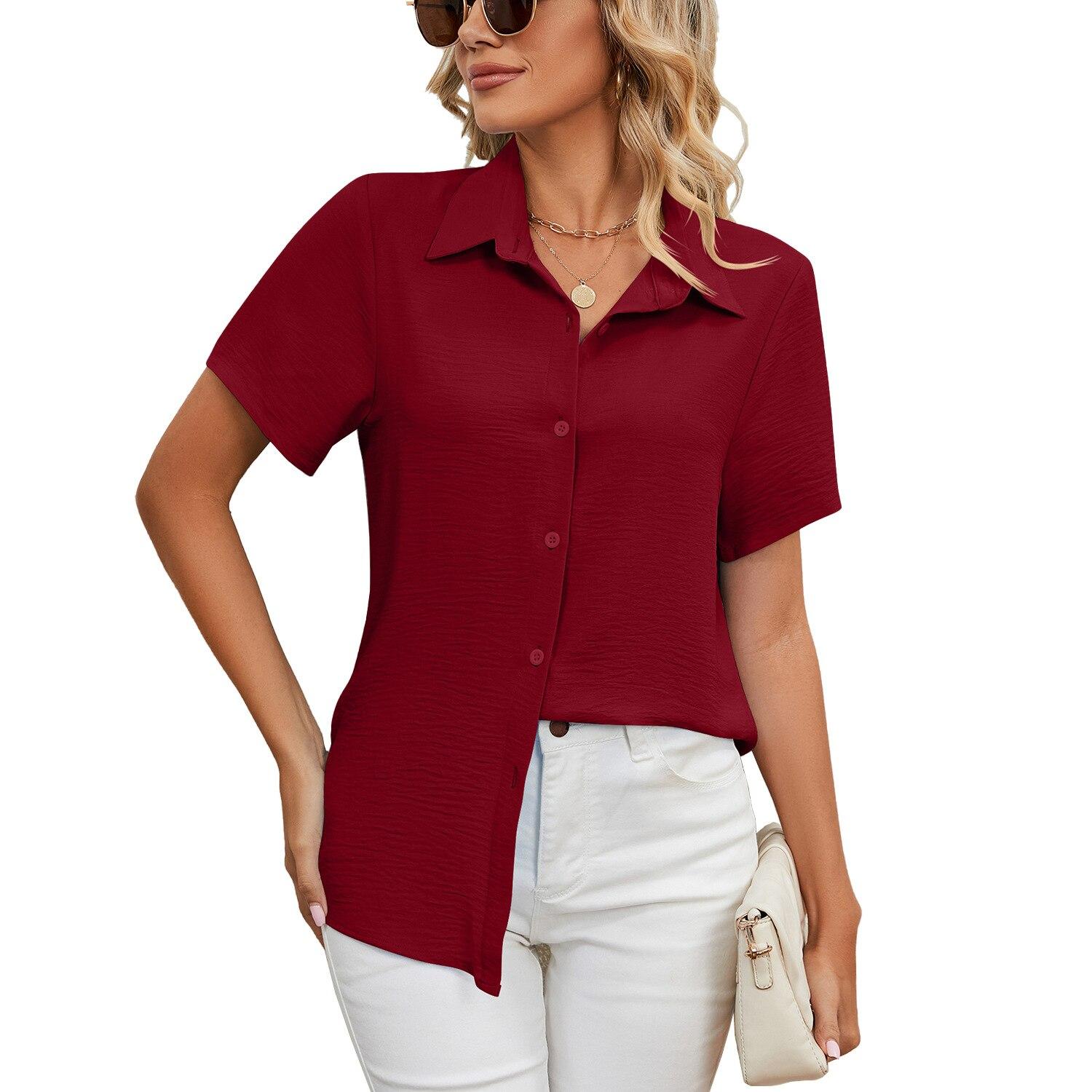 Casual Loose Blouse Fashion Women 2026 Summer Solid Short-sleeve Button Shirt For Women Office Lady Tops Clothing Female 25138 XXL бордовий
Casual Loose Blouse Fashion Women 2026 Summer Solid Short-sleeve Button Shirt For Women Office Lady Tops Clothing Female 25138 XXL бордовий