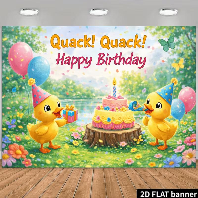2D Cartoon Duck Cake & Gift Spring Garden Birthday Photography Background 47.2x31.5inch/120*80cm
2D Cartoon Duck Cake & Gift Spring Garden Birthday Photography Background 47.2x31.5inch/120*80cm