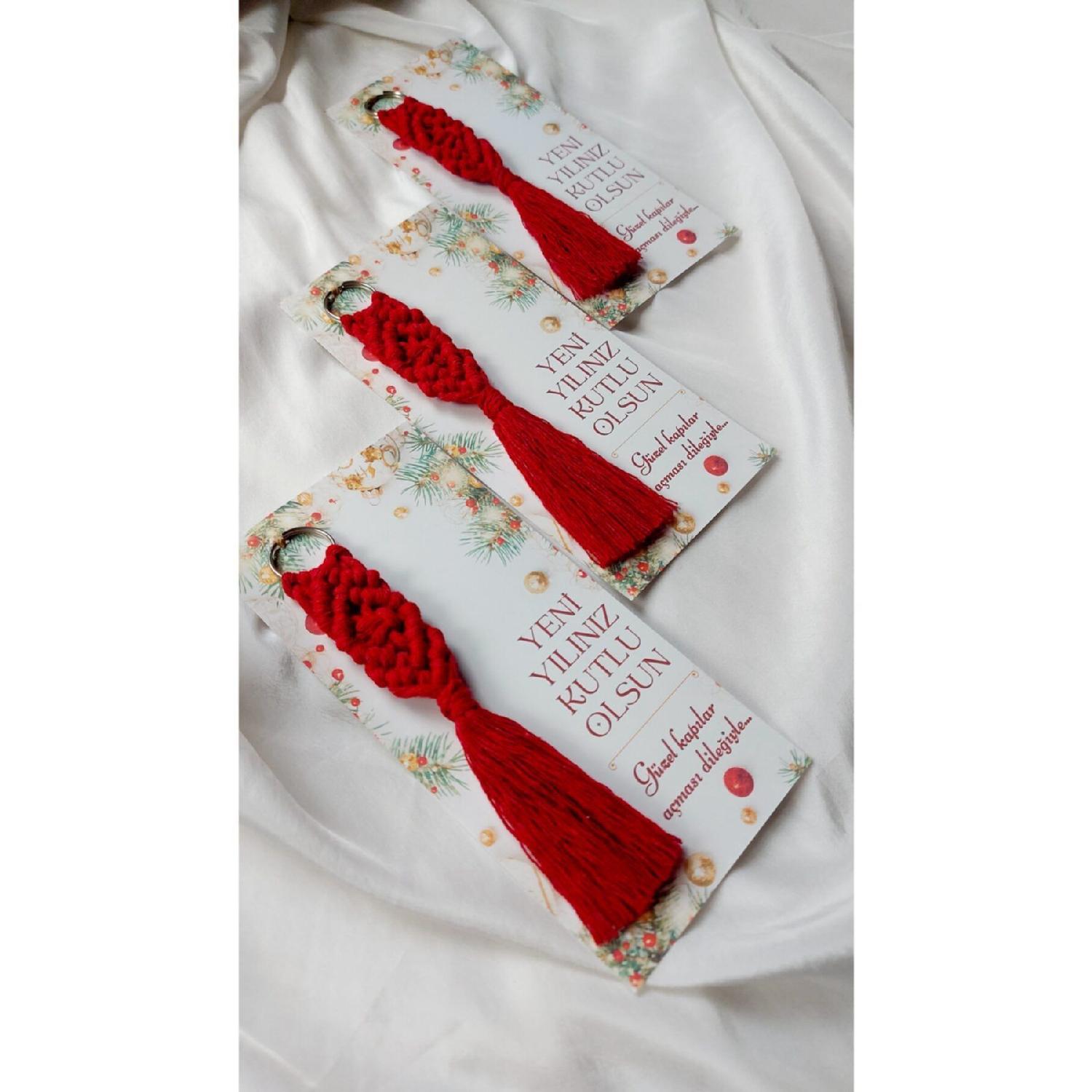 Macrame Gift Christmas - New Year s Gift - With Bag And Card - Red - 3 Pieces 
Macrame Gift Christmas - New Year s Gift - With Bag And Card - Red - 3 Pieces