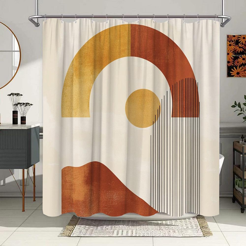 1Pc Abstract Geometric Art Shower Curtain - Earth Tones Brown, Orange, Golden Polyester Fabric With 12 Hooks, 70X70 Inch, Modern W60H190(CM)-1 Pcs
1Pc Abstract Geometric Art Shower Curtain - Earth Tones Brown, Orange, Golden Polyester Fabric With 12 Hooks, 70X70 Inch, Modern W60H190(CM)-1 Pcs