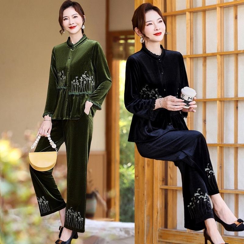Elegant Gold Velvet Two-Piece Spring & Autumn Set for Women, New Chinese Style for Middle-Aged and Elderly XXXL recommended for 125-135 jin чёрный
Elegant Gold Velvet Two-Piece Spring & Autumn Set for Women, New Chinese Style for Middle-Aged and Elderly XXXL recommended for 125-135 jin чёрный
