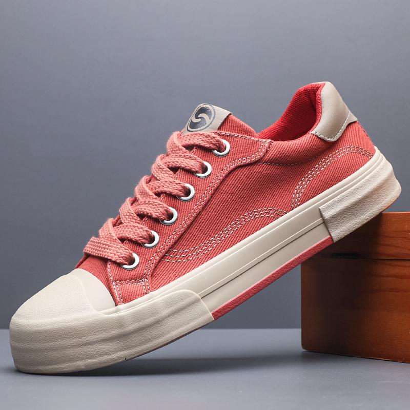 Мода Модный Стиль Мужская Повседневная Обувь Уличные Контрастные Кроссовки Универсальная Мужская Холщовая Обувь На Все Случаи Вулканизированная Обувь SS25857 44 красный