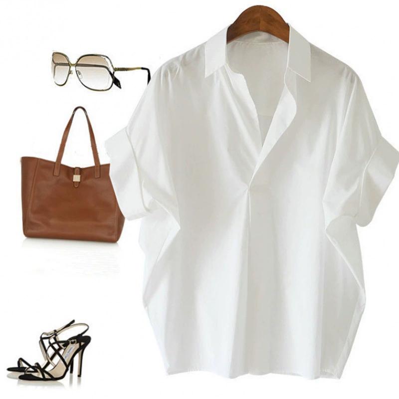Retro Hong Kong Style Short Sleeved Shirt, Female s Summer Versatile White Shirt, Loose Batwing Sleeve Collar Top S белый
Retro Hong Kong Style Short Sleeved Shirt, Female s Summer Versatile White Shirt, Loose Batwing Sleeve Collar Top S белый
