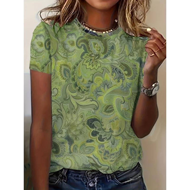 Summer new ethnic style fashionable printed casual oversized short-sleeved T-shirt XL
Summer new ethnic style fashionable printed casual oversized short-sleeved T-shirt XL