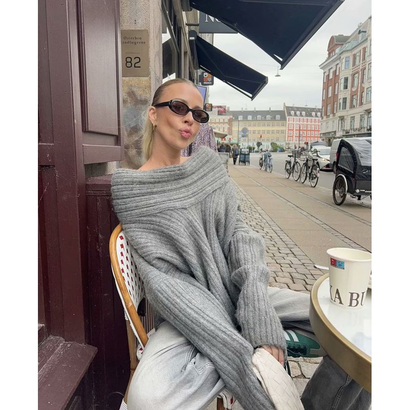 INS Classy off-Shoulder Pure Desire Knitted Pullover Sweater Gray collar All yards
INS Classy off-Shoulder Pure Desire Knitted Pullover Sweater Gray collar All yards