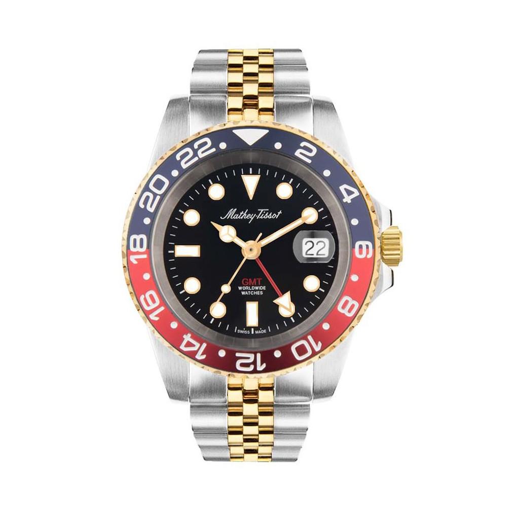 Mathey-Tissot Rolly Mathy Vintage GMT двухцветные кварцевые мужские часы из нержавеющей стали с черным циферблатом H903BBR 100M чёрный
Mathey-Tissot Rolly Mathy Vintage GMT двухцветные кварцевые мужские часы из нержавеющей стали с черным циферблатом H903BBR 100M чёрный