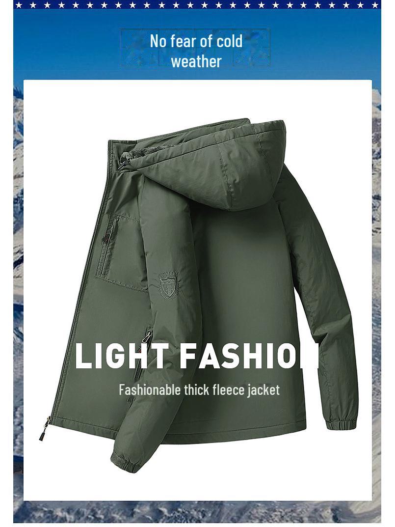 Мужская водонепроницаемая дышащая куртка больших размеров - от средней до длинной длины, плотный бархат для ношения на открытом воздухе осенью и зимой M зелёный