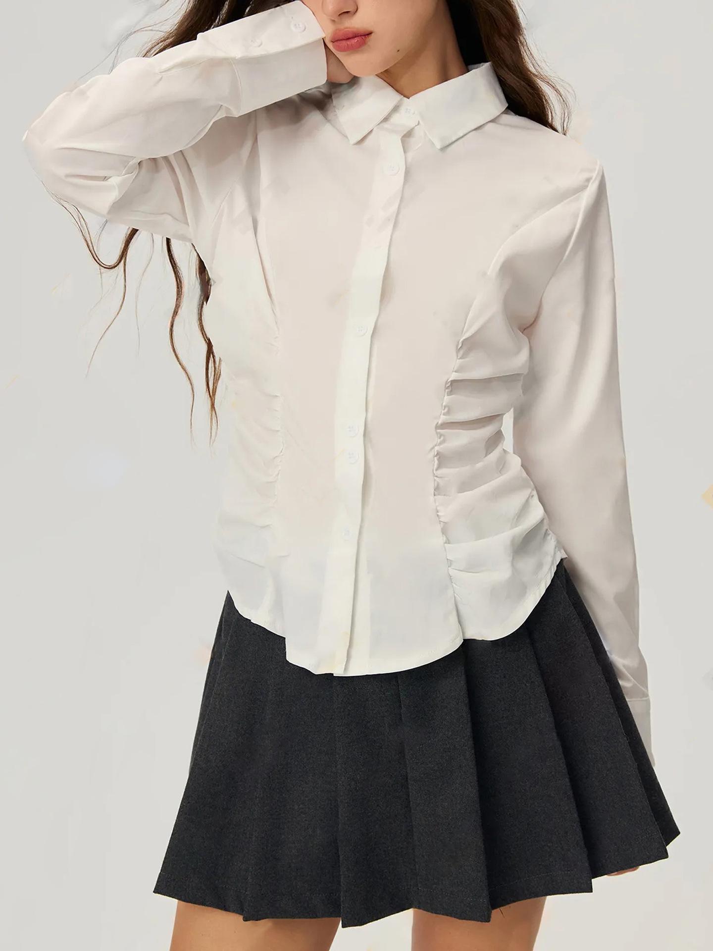 Women s European & American INS Casual Fashion Slimming Short Long Sleeve Shirt Large белый
Women s European & American INS Casual Fashion Slimming Short Long Sleeve Shirt Large белый