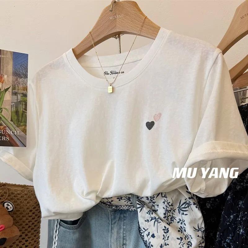Women s Heart Embroidery Crew Neck T-Shirt Short Sleeve Casual Loose Cotton Tops Cute Sweet Summer Tee S білий
Women s Heart Embroidery Crew Neck T-Shirt Short Sleeve Casual Loose Cotton Tops Cute Sweet Summer Tee S білий
