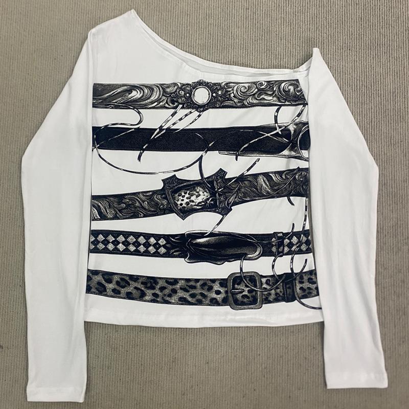 Y2K персоналізований топ з косим плечем, відкритими плечима, принтом, довгими рукавами, приталеного крою L білий
Y2K персоналізований топ з косим плечем, відкритими плечима, принтом, довгими рукавами, приталеного крою L білий