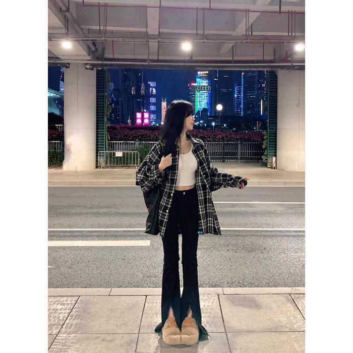 Шикарная шерстяная куртка в стиле ретро с узором «гусиная лапка» — коллекция осень/зима 2024 г. Medium чёрный