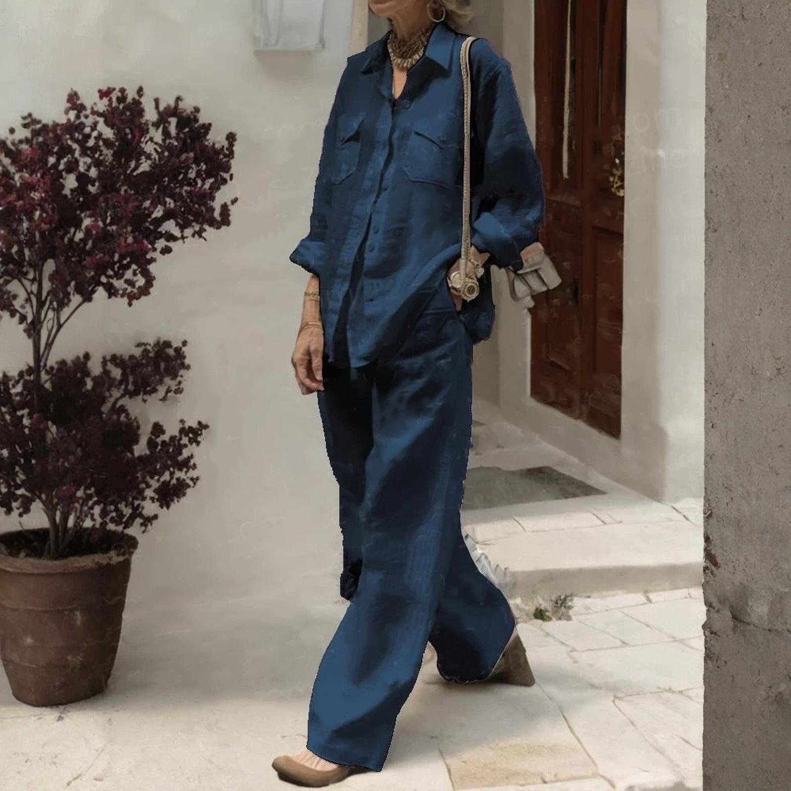 Fashionable Women s Long-Sleeved Shirt And Loose-Fitting Pants Two-Piece Set M
Fashionable Women s Long-Sleeved Shirt And Loose-Fitting Pants Two-Piece Set M