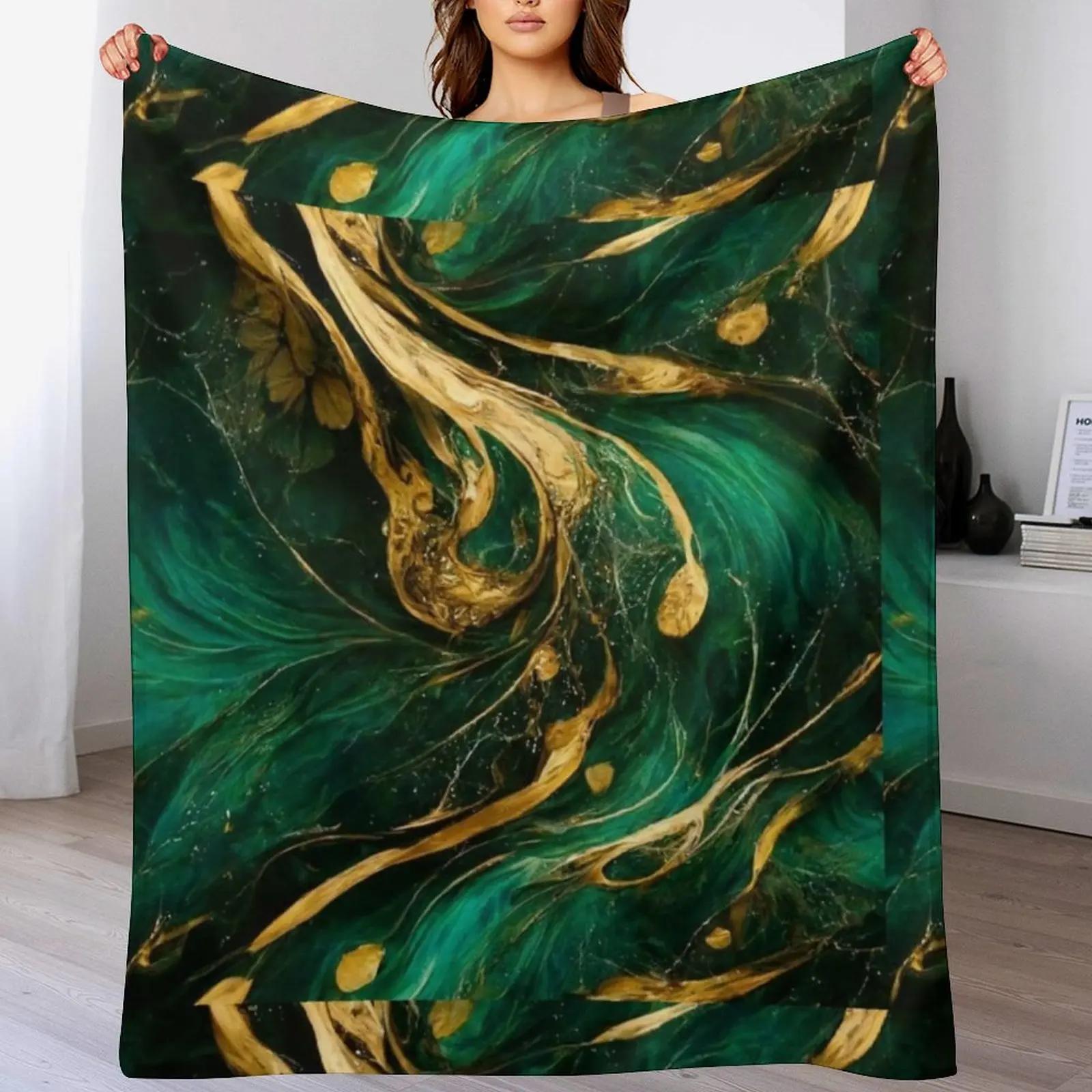 Emerald green and gold flowy marble print Throw Blanket Multi Use Warm Blanket for Living Room Bedroom 102x76cm(40x30in)
Emerald green and gold flowy marble print Throw Blanket Multi Use Warm Blanket for Living Room Bedroom 102x76cm(40x30in)