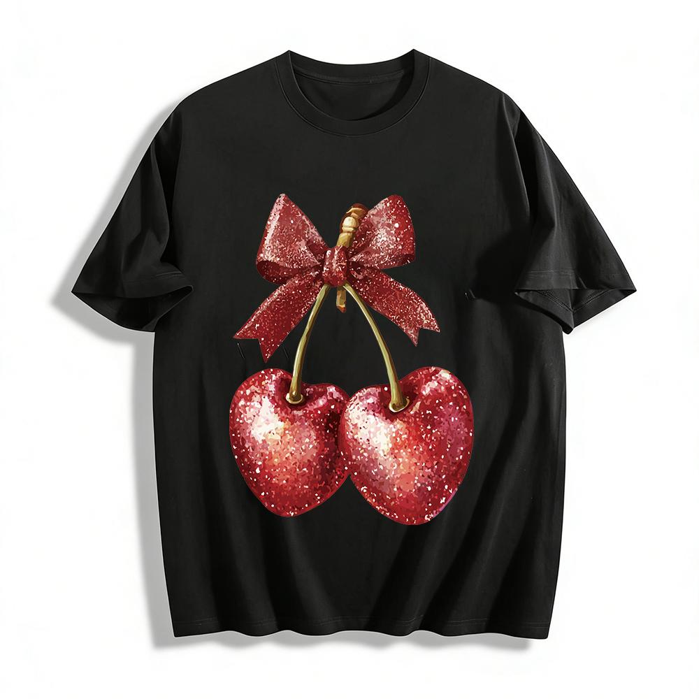 Glitter Bow Heart Cherry Print Casual T-shirt Women s Spring Summer Loose Fit Age-reducing Top Pure cotton T-shirt XXS
Glitter Bow Heart Cherry Print Casual T-shirt Women s Spring Summer Loose Fit Age-reducing Top Pure cotton T-shirt XXS