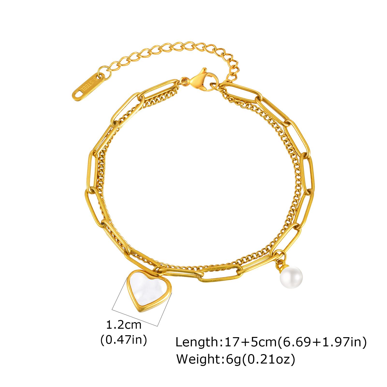 Stainless Steel Chains Double Layer Heart Bracelet Bangle For Women, 18k Gold Plated Waterproof Charm Wrist Jewelry
Stainless Steel Chains Double Layer Heart Bracelet Bangle For Women, 18k Gold Plated Waterproof Charm Wrist Jewelry
