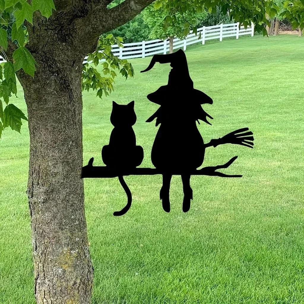 Iron Silhouette Cute Witch And Cat Garden Stake On The Branch Yard Art Decor, Tree Stump Plug-in, For Garden Lawn Courtyard
Iron Silhouette Cute Witch And Cat Garden Stake On The Branch Yard Art Decor, Tree Stump Plug-in, For Garden Lawn Courtyard