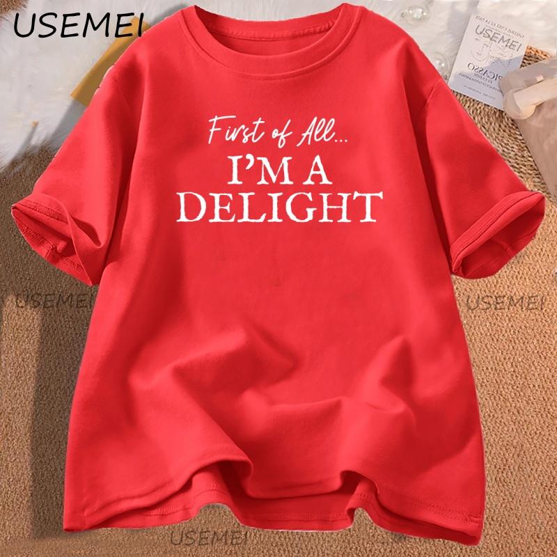 First of All Im A Delight Tshirt Funny Womens Short Sleeve Tshirt Streetwear Teacher T Shirt Clothes for Woman Cotton Tees S
First of All Im A Delight Tshirt Funny Womens Short Sleeve Tshirt Streetwear Teacher T Shirt Clothes for Woman Cotton Tees S