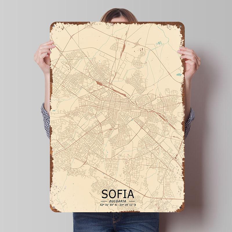 Sofia Vintage City Map Tin Plaque Poster Customized Wall Art Retro Vintage Metal Signs for Man Cave Decoration Garage Wand Deko 20x30cm(7.8x11.8inch)
Sofia Vintage City Map Tin Plaque Poster Customized Wall Art Retro Vintage Metal Signs for Man Cave Decoration Garage Wand Deko 20x30cm(7.8x11.8inch)