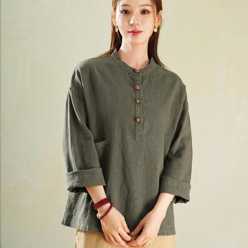 Жіночий ретро топ з бавовни та льону зі стійкою та ґудзиками-жабками - Весна 2025 One Size
Жіночий ретро топ з бавовни та льону зі стійкою та ґудзиками-жабками - Весна 2025 One Size