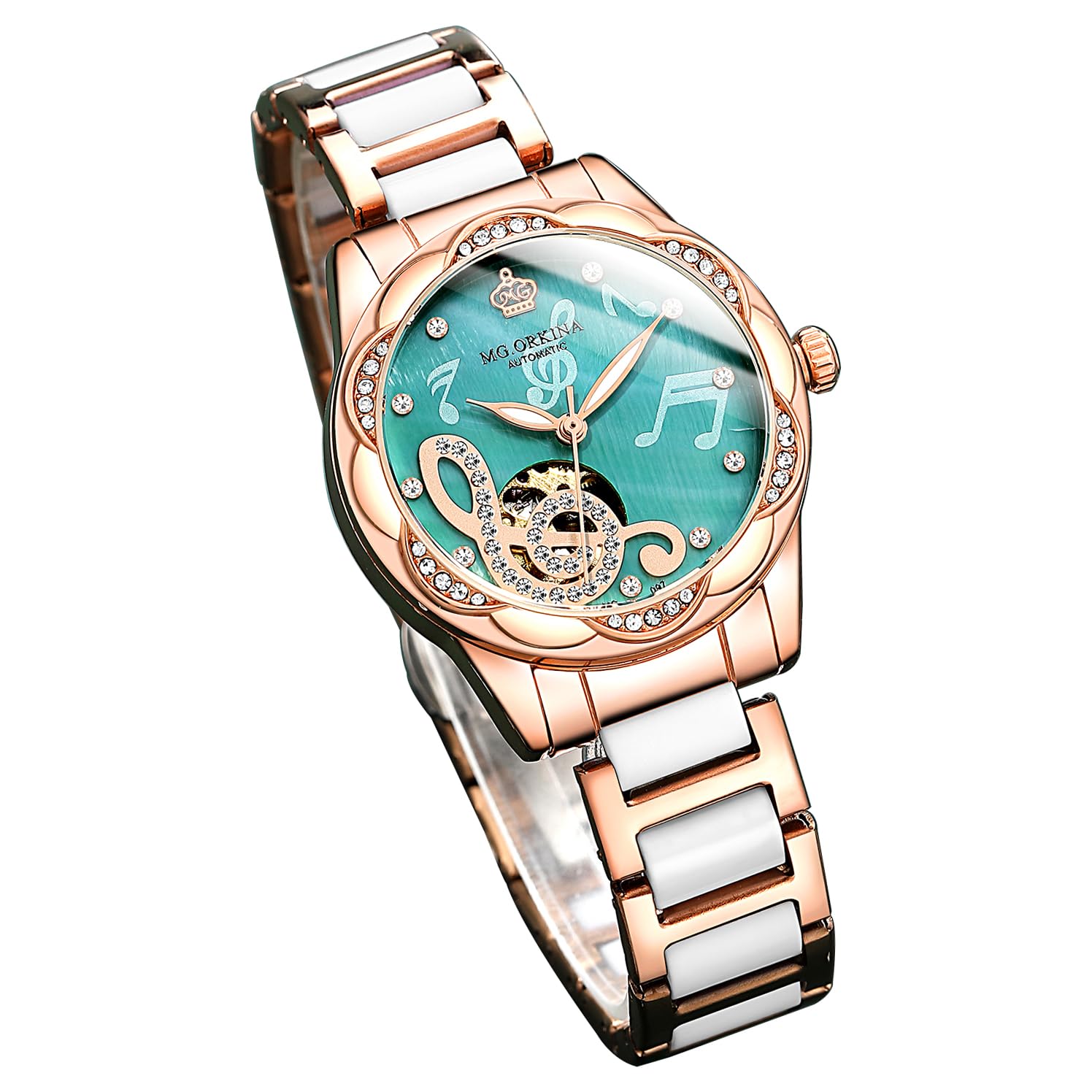 BOLYTE Fashionable Openwork Mechanical Watch Mother of Pearl Ceramic Stainless Steel Diamond Music Ladies Automatic Watch Waterproof Luminous Women s
BOLYTE Fashionable Openwork Mechanical Watch Mother of Pearl Ceramic Stainless Steel Diamond Music Ladies Automatic Watch Waterproof Luminous Women s