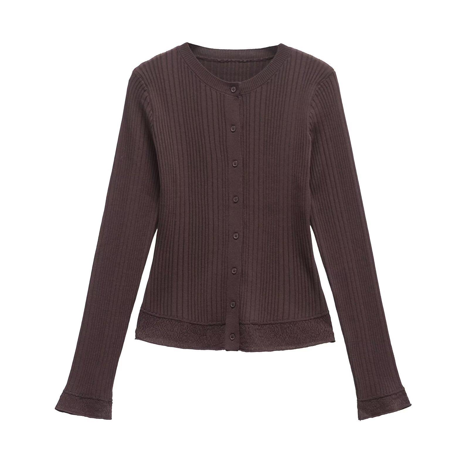 2025 Spring Women s Slim-Fit Ribbed Round Neck Long Sleeve Knit Cardigan Medium каштановий
2025 Spring Women s Slim-Fit Ribbed Round Neck Long Sleeve Knit Cardigan Medium каштановий