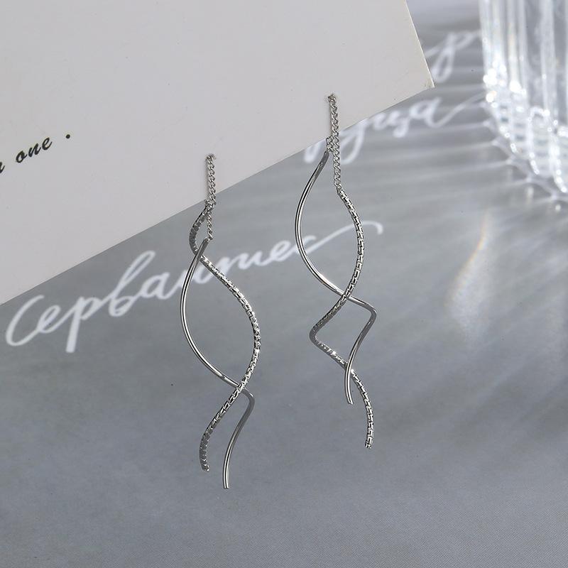 CIAXY Silver Color Geometric Curve Design Tassel Earrings for Women Aesthetic Korean Fashion Long Earring Trendy Jewelry
CIAXY Silver Color Geometric Curve Design Tassel Earrings for Women Aesthetic Korean Fashion Long Earring Trendy Jewelry